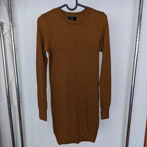 AMERICAN APPAREL Knit Sweater Crew Neck Dress 70s Vintage Brown Size SMALL